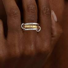 مجموعة خواتم قابلة للتراكم للنساء بأساليب مختلفة ، مطلية بالنحاس ، زركونيا اصطناعية ، خواتم كبيرة مطلية بالذهب عديمة التلون ، مجوهرات زخرفية مثالية للنساء - متعدد الألوان - مشاهدة 11