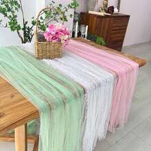 Nappe en dentelle de perles roses, décoration de table de mariage, voile de dentelle blanche transparente pour dessert, arche, décoration de douche de bébé, nappe décorative pour fête d'anniversaire, mariage