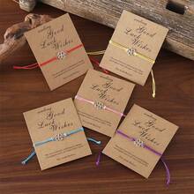 10 pezzi / Set Braccialetto portafortuna, Braccialetto con ciondolo a 4 foglie di quadrifoglio, Braccialetto a 4 foglie di quadrifoglio portafortuna, Braccialetto regalo con cartolina portafortuna, Braccialetto regolabile colorato, Regalo per famiglia e amici irlandesi - Multicolore - Visualizzare 3