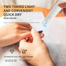 Lámpara de uñas LED UV portátil, sin batería incorporada, alimentada por cable Tipo C, mini secador de gel de uñas con lámpara de aumento 5X, secado rápido de esmalte de gel para uñas