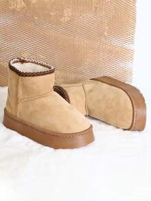 Damen warme und bequeme Schneestiefel mit dicker Sohle, einfache und modische Lässig Stiefeletten, personalisierte Schneestiefel mit dicker Sohle, warme und bequeme Outdoor-Schuhe, Winterflache Schuhe mit dicker Sohle, warme und bequeme Schneestiefel mit dicker Sohle, Damen lässige Slip-On Knöchel Stiefel