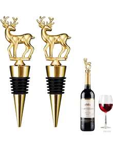 1 Silicone Wine Stopper, Wine Bottle Cap, Silicone Bottle Cap, Reusable Silicone Wine Stopper, Wine Bottle Stopper, Zinc Alloy Snowflake, Christmas Tree, Red Wine Stopper,Seal, Can Maintain The Flavor Of Wine, Champagne, Sparkling Drinks, And Beer During Storage Creative Christmas Gift, Party Gift, Party Dinner Decoration Merry Christmas - Multicolor - View 6