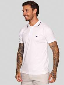 MEN'S POLO COLLAR SHIRT CASUAL BUTTON SLIM T-SHIRT PROMOTION - White - View 4