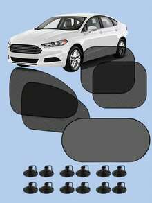 5 Piece Car Sun Visor Set, Full Protection For Front And Rear Seat Side Windows And Rear Glass, High Density UV Resistant Black Mesh Fabric, Blocks Harmful Sunlight, Reduces Heat Buildup, Suction Cup Attachment, Secure Fit On All Vehicle Windows, Lightweight Foldable Design, Easy To Store, Ideal For Hot Weather And Outdoor Parking, Passenger Privacy And Comfort, Reusable Durable Sunshade Set, Perfect For Family Cars And Road Trips - Black - View 11