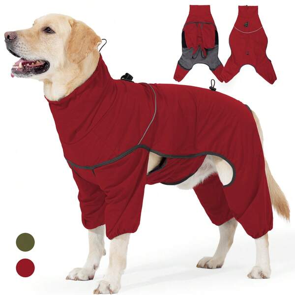 Dog Coat Dog Warm Jacket, 4 Legs Covered Waterproof Windproof Reflective Warm Dog Vest, Zippered Adjustable Outdoor Dog Snow Jacket For Small Medium Large Dogs ﻿