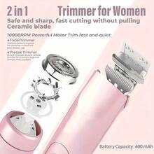 Electric Razors Shaver ,Bikini Trimmer For Women,2 In 1 Wet & Dry Electric Waterproof Razor Shaver, 400mAh USB Rechargeable Dual Head Shaver For Painless Trimming Of Pubic Hair, Face, Underarms And Legs, IPX7 Waterproof, Ceramic Blade Design Is And Sharp,Portable Multifunctional Shaver,Best Gift For For Men And Women,Back To School Halloween And Christmas Gifts(Pink) - Hồng - Xem 10