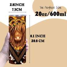 1pc 20oz/40oz Sunflower Cow Print Tumbler With Lid And Straw, Insulated Travel Mug, Gift For Women Men, Ideal For Halloween, Memorial, Christmas, Birthday Gift, Coffee Cup