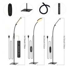 Yogle Modern LED Floor Lamp Without Remote Control, Suitable For Eyelash Extension, Beauty Salon And Makeup - Adjustable Lighting, Metal Structure With Powder Coating - Perfect For Living Room, Bedroom And Office Reading - Black - View 4
