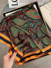 1pc 70cm Paisley Print Faux Silk Bandana Scarf, Women's Classic Cashew Pattern Silky Headband, Neck Scarf, Suitable For Daily Use For Dress - Multicolor - View 8