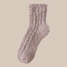 4paris 女士毛绒袜舒适蓬松冬季保暖拖鞋袜超细纤维柔软家居睡眠袜，新年礼物，情人节礼物，1 双男女朋友礼物 - 彩色 - 查看 27