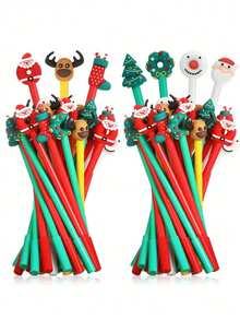 20/10pcs Cute Cartoon Christmas Gel Pen Set, Random Christmas Theme Ballpoint Pen, Suitable For High-Quality Christmas Event Sharing Small Gifts, Student Prizes, Stationery Gifts, Student Party Gifts, Classroom Prizes, Back To School Gifts, Office Supplies, Christmas Stocking Fillers, Christmas Gift Box Fillers, Random Styles Of Christmas Gifts - Multicolor - View 10
