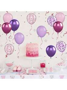 16/50/40/70 个粉色和紫色乳胶气球，12 英寸和 10 英寸，金属粉色和紫色，适合女孩生日派对、婴儿洗礼、婚礼、母亲节、复活节、圣诞节、公主派对、周年纪念、毕业典礼、乔迁和女孩派对、周年纪念 - 彩色 - 查看 3