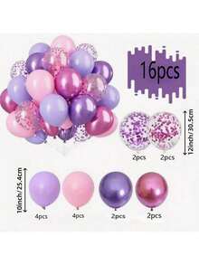16/50/40/70 个粉色和紫色乳胶气球，12 英寸和 10 英寸，金属粉色和紫色，适合女孩生日派对、婴儿洗礼、婚礼、母亲节、复活节、圣诞节、公主派对、周年纪念、毕业典礼、乔迁和女孩派对、周年纪念 - 彩色 - 查看 4