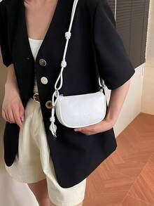 Mini Lychee Texture Crossbody Bag For Women, New Stylish Compact Versatile Daily Bag - White - View 5
