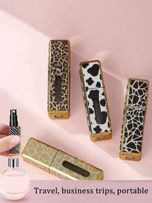 1pc 5ml Square Refillable Spray Bottle, Portable Perfume Travel Bottle, DIY Cosmetic Storage Bottle. Leopard Texture Square Perfume Refill Bottle, Portable Travel Bottle Can Be Directly Filled With Perfume, Reusable. - Multicolor - View 4