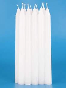 10 Pieces Per Pack Of 1.8 Cm Diameter 20 Cm Long White Odorless Candles For Mass Prayer Meetings; Baptism; Wedding Ceremony; Holiday Commemoration; Yoga Meditation; Table Decoration. - White - View 2