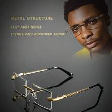 1 Pair Of Men's Rimless Glasses - Gold-Edged Transparent Lenses, Suitable For Daily And Formal Wear - Modern Simple Luxury Accessories - gương trơn không khung - Xem 7