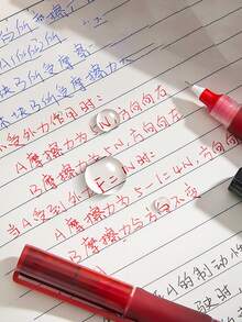 5 Pcs Morandi Color Gel Pen Set ,Smooth Rolling Ballpoint Pens For Students, Teachers Grading, Exam Writing, Office Signing (Red, Black, Blue) | Needle Tip Carbon Ink Study & Correction Pens. - Multicolor - View 4