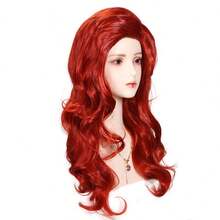 24 Inch Long Curly Wavy Red Wigs For Women Side Part Natural Looking Synthetic Fiber Wig Cosplay Wig Suitable For Daily Party Use Available Wine Red &Red &Pink Red&Rose