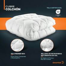 Dreamlab Cubre Colchon de Microfibra Extra Relleno de Microfibras recubiertas en Gel Hipoalergenico Certificado Oekotex100 Tamaño Queen 150cm x 190cm - Blanco - Ver 4