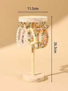 1pc Wooden Round Jewelry Display Stand, Walnut Color, Minimalist Design, Necklace, Pendant, Bracelet, Bangle Organizer, Christmas & Halloween Gift For Women