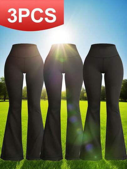 3Pcs Ladies Bell Bottoms Elegant Bell Bottoms Outdoor Sports Pants Yoga Pants Tights