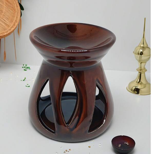 1pc Large Size Ceramic Tri-Leaf Aromatherapy Essential Oil Burner, Multi-Color Options, Holiday Gift For Christmas, Mother's Day, Thanksgiving