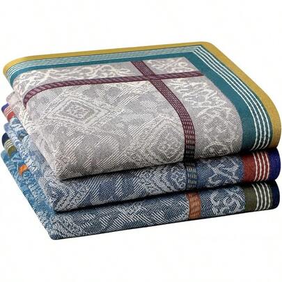 HOULIFE 100% Cotton Men's Stripe Soft Checkered Pattern Handkerchiefs Vintage Assorted Thick Hankies 3/6 Pieces 16.73x16.73''/42.5x42.5cm