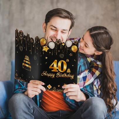 1/5/10/20pcs Black & Gold Folding Greeting Cards For 18-80 Years Old, Birthday Decoration, Gift, Signature Card, Party Favor, Message Card, Birthday & Holiday Supplies