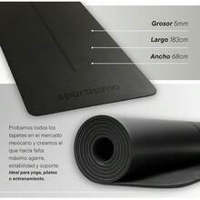 Tapete de Yoga Pro 5 mm - 183 x 68 - Antideslizante en PU y caucho de alta densidad - Soporte y amortiguación para yoga, pilates y entrenamiento en casa - Negro - Ver 6