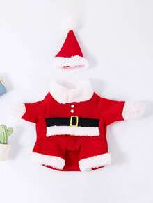 1pc Red Pet Christmas Outfit With Santa Hat, Pet Apparel For Dogs & Cats, Pet Christmas & New Year Costume