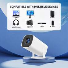 Tragbarer Projektor, natives 720P, unterstützt 4K, 5G-WLAN-Drahtlosverbindung, automatische Pegelkorrektur, um 180 Grad drehbar, geeignet für Mobiltelefone/TV-Sticks/Laptops, Heimkino bevorzugt