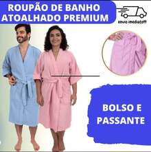 Unisex Luxury Terry Bathrobe 100% Cotton Short Sleeve Men's Women's S To GG - 藍色 - 查看 2