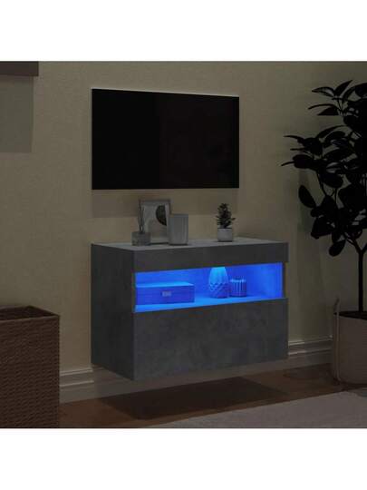 VidaXL TV Wand Unit LED Lighting 60x30x40 Cm Concrete Grijs view 4