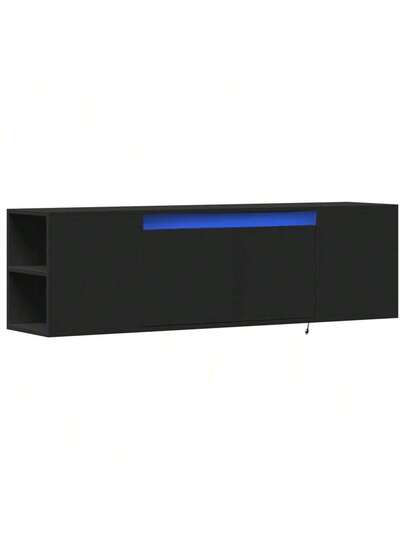 VidaXL TV Wand Unit LED Lighting 135x31x39.5 Cm Zwart view 3