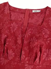 AOMEI Vestido acampanado de mujer con mangas cortas abullonadas, estampado floral jacquard, corte evasé, vestido vintage para fiestas y bodas