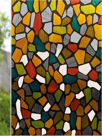 Self-Adhesive Window Film For Privacy | Frosted Glass Look | Peel And Stick, Heat Control, No Glue - Yellow Stone