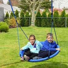 HOMCOM Kid Nest Swing Seat Saucer Tree Swing 40 Inch/100cm For Outdoor Indoor Blue - Blue - View 1