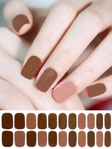 22 Finger Jumping Color Glitter Series No-Baking Nail Art Stickers, Waterproof, Long-Lasting, Firm Nail Polish Film 3D Onion Powder Hot Stamping Nail Stickers, Suitable For Daily Use, Gift Giving And Parties