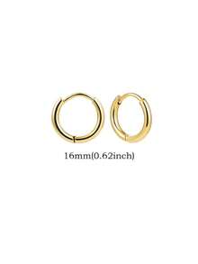 1 Pair Stainless Steel Earrings, Unisex, Stackable, Cartilage Hoop, Hinged Earrings, Small Earring Set, Suitable For Girls - Gold - View 8