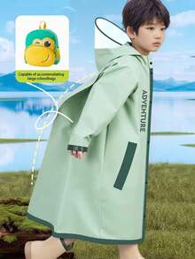 耐用拉链儿童大帽雨衣，小学生防水户外雨衣