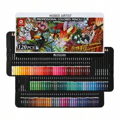 Premiumn Quality OIL-BASE Pencil Mobee New Launching P-3510 120/72/48 Colored Pencil Set Premium Soft Core Water Soluble Pencils For Art Illustration Shading Design Tin Box For Gift Easy Carrying Good Quality Performance