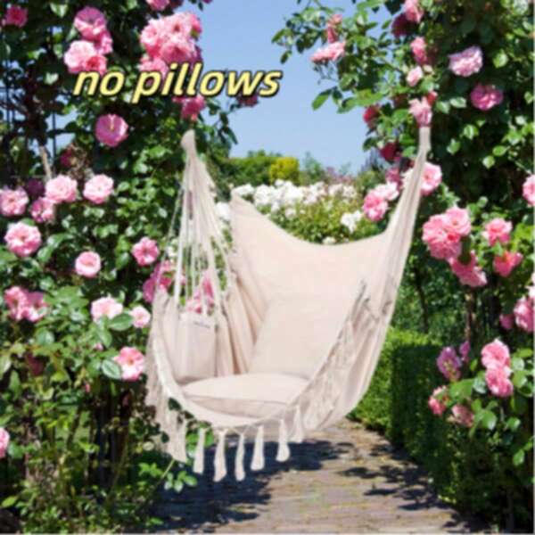 1pc Outdoor Single Hammock Chair, Solid Color Style Hanging Chair, Comes With 2 Ropes For Easy Carrying And Storage