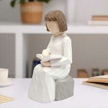 MINGZHANG 1PC Angel Girl Sculpture Waiting For Miracle Girl Wisdom Reading Girl Cute Desktop Ornaments Cartoon Abstract Girl Image Suitable For Placement On The Living Room Desktop Coffee Table Perfect Christmas Gift Suitable For Christmas Holiday Gifts For Women - 彩色 - 查看 7