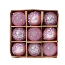 9 pièces/boîte, boules de décoration d'arbre de Noël de 8 cm/3,1 po de diamètre, boules décoratives colorées suspendues pour salon, chambre à coucher, décoration de fête de vacances, pendentifs de décoration de Noël, décoration de la maison, décorations de Noël, décoration de pièce d'hiver