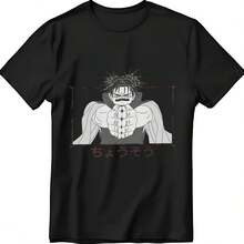 Men's Choso JJK Anime T Shirts Pure Cotton Clothes Fashion Short Sleeve Round Neck - 黑色 - 查看 1