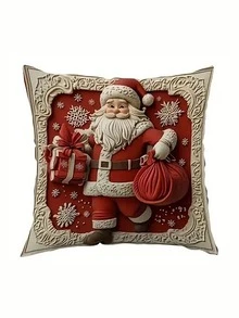 1/2/4Pcs Christmas Throw Pillow Covers Single-Sided Print - Santa, Reindeer, Snowman, And Tree Designs - Throw Pillow Covers - With Hidden Zipper Closure - Machine Washable - For Living Room And Office Decor - Multicolor - View 12