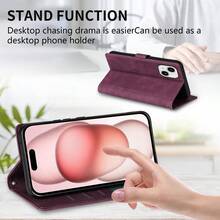 ZZXX Wallet Photo Frame With Card Slot Support Function Magnetic Flip Cover PU Faux Leather Fashion Phone Case - Burgundy - View 5