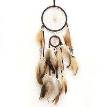 1pc Brown 2-Ring Dreamcatcher, Style Home Decor - Brown - View 3