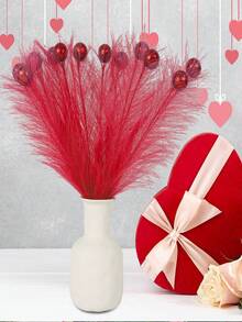 66/42/36/30/24/18/12/6/1 Pc Christmas Tree Branch Green Curly Christmas Decorations Green Hair Pampas Reed Grass Christmas Holiday Decoration Pampas Grass Christmas Reed Indoor And Outdoor Garden Decoration Home Green Red Ball Pampas Cutting Crafts Winter Room Decor